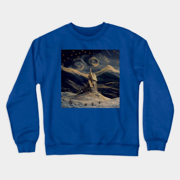 Starry Night Above The Shrieking Shack Crewneck Sweatshirt by Grassroots Green